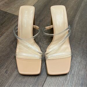 BCBGeneration clear strap block heels